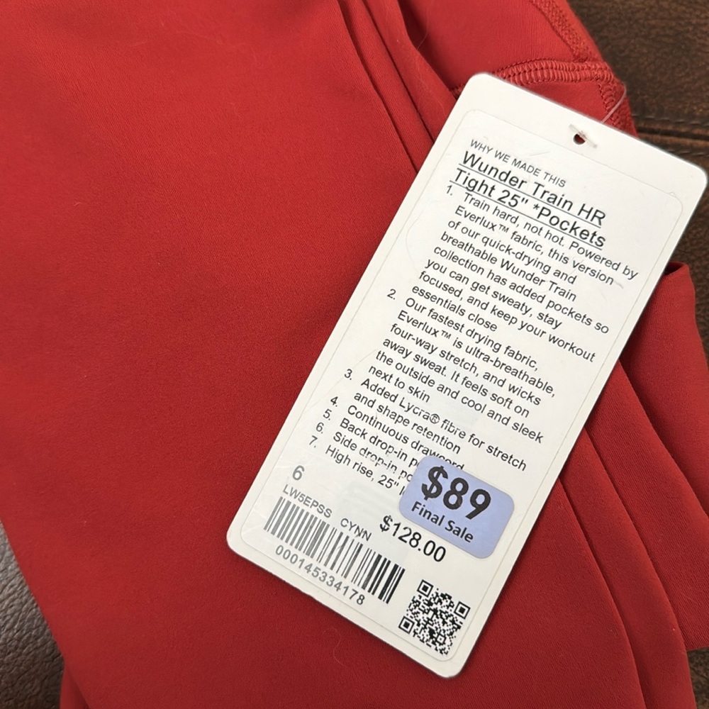 wunder train hr tight 25" w pocket color CYNN in size 6